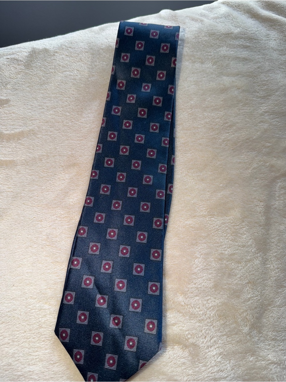 Men's Dark Blue Geometric Pattern Tie